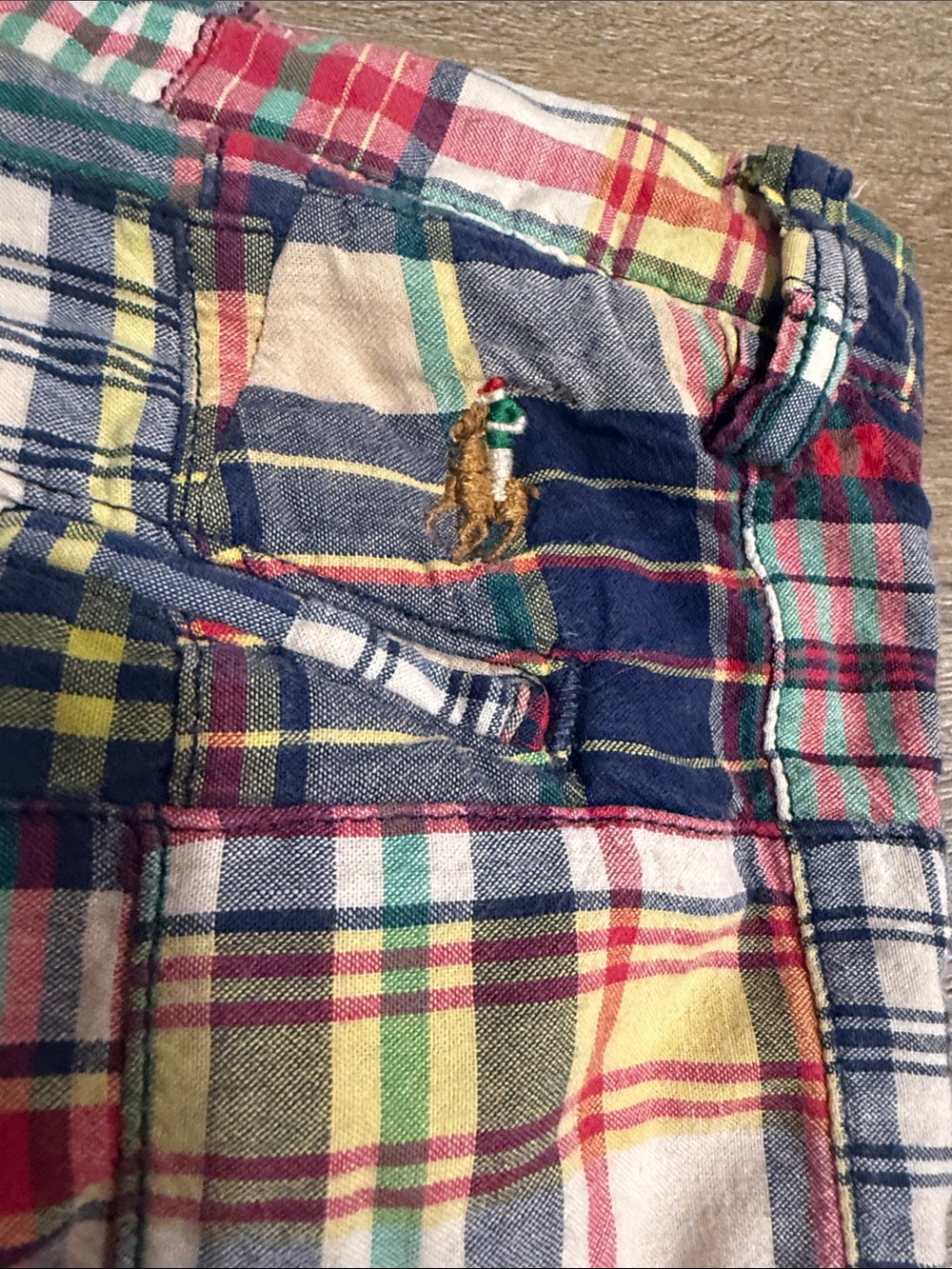 Polo by Ralph Lauren Men's Multi-Color Madras Patchwork Shorts - Picture 6 of 8